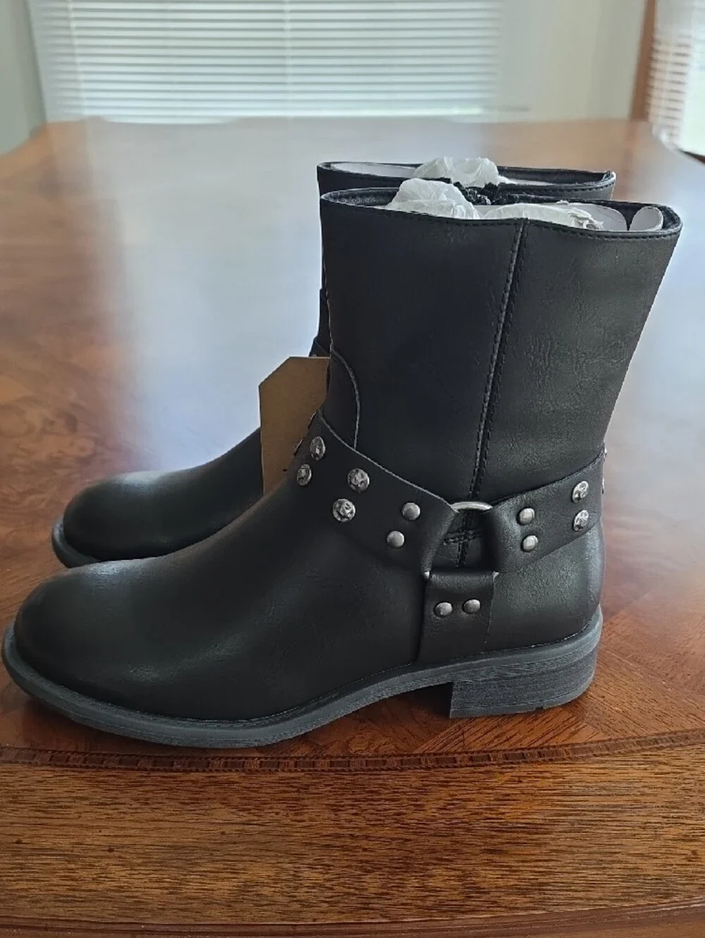 Frye And Co. Conley Studded Harness Biker Ankle Boots Black Women's Sz 6.5M -NEW